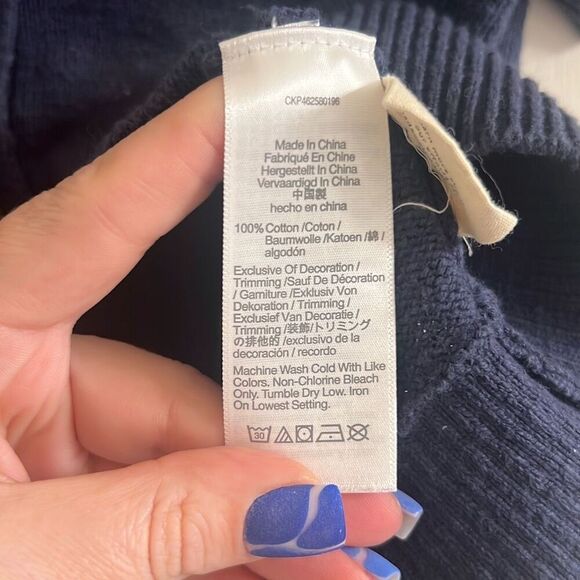 ✨Madewell Linden Scoop Sweater Dark Baltic Sz Medium Tee✨ - Picture 8 of 9